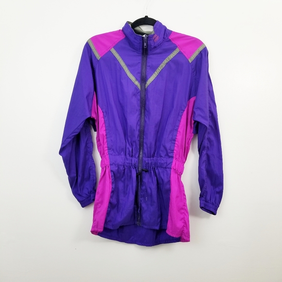 Vintage 80s Windbreaker Jacket Purple Magenta Moving Comfort Medium - Picture 1 of 6